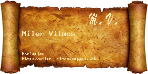 Miler Vilmos névjegykártya